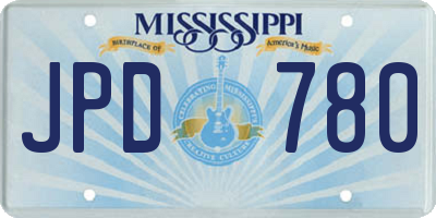 MS license plate JPD780