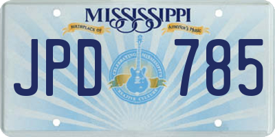 MS license plate JPD785