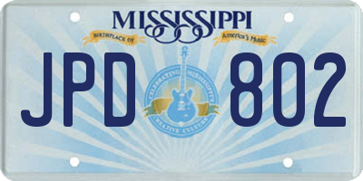 MS license plate JPD802