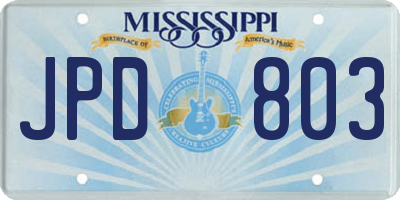 MS license plate JPD803
