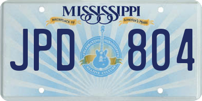 MS license plate JPD804