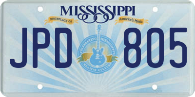 MS license plate JPD805