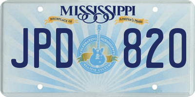 MS license plate JPD820
