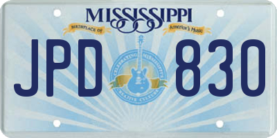 MS license plate JPD830