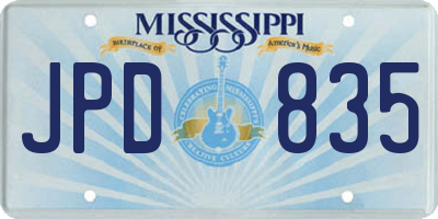 MS license plate JPD835