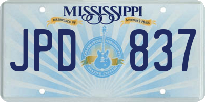 MS license plate JPD837