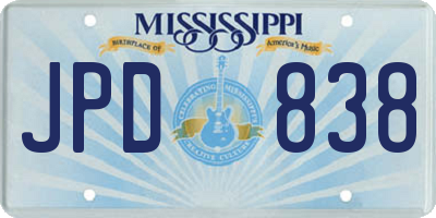 MS license plate JPD838