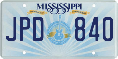 MS license plate JPD840