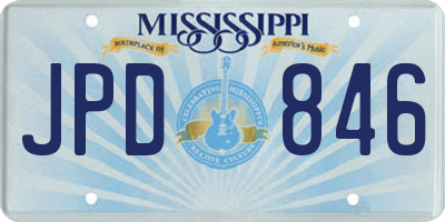 MS license plate JPD846