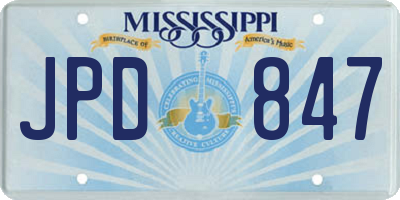 MS license plate JPD847