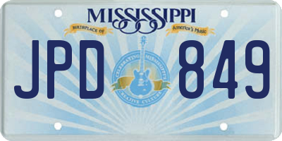 MS license plate JPD849