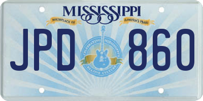 MS license plate JPD860