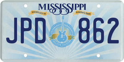 MS license plate JPD862