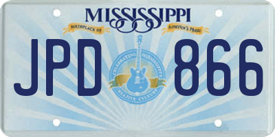 MS license plate JPD866