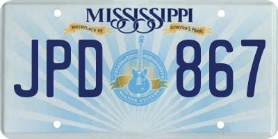 MS license plate JPD867