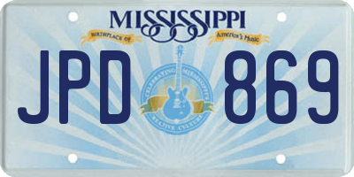 MS license plate JPD869