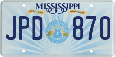 MS license plate JPD870