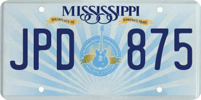 MS license plate JPD875