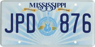 MS license plate JPD876