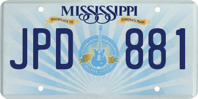 MS license plate JPD881