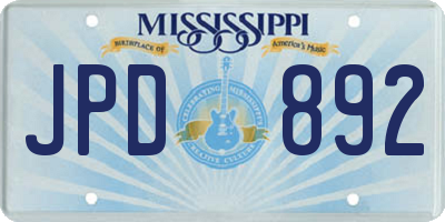MS license plate JPD892