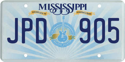MS license plate JPD905
