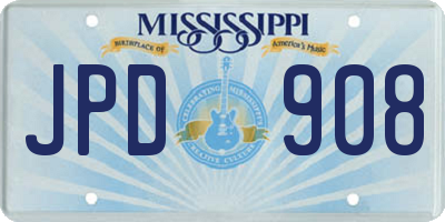 MS license plate JPD908