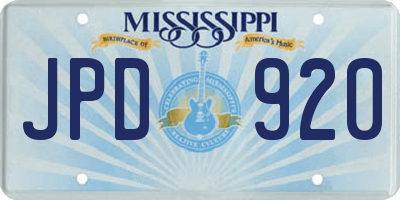 MS license plate JPD920