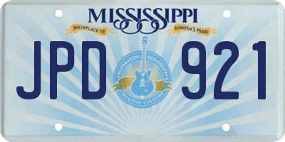 MS license plate JPD921