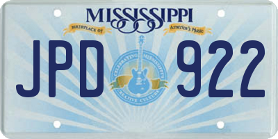 MS license plate JPD922