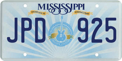 MS license plate JPD925