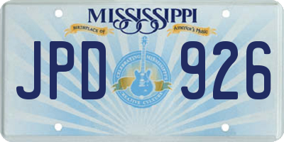 MS license plate JPD926