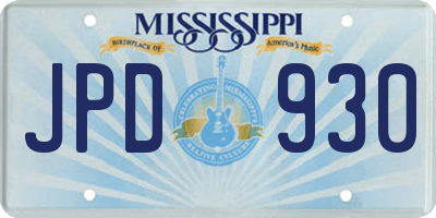 MS license plate JPD930