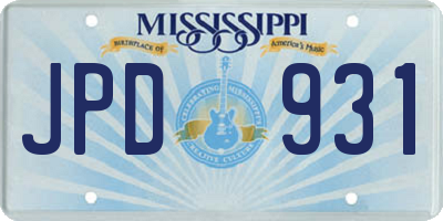 MS license plate JPD931