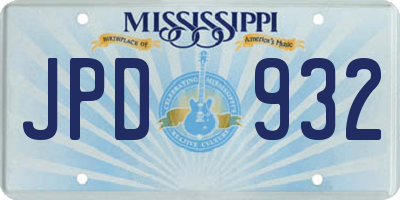 MS license plate JPD932