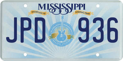MS license plate JPD936