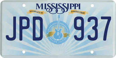 MS license plate JPD937