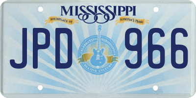 MS license plate JPD966