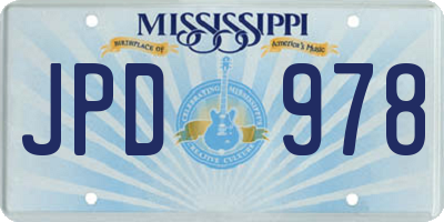 MS license plate JPD978