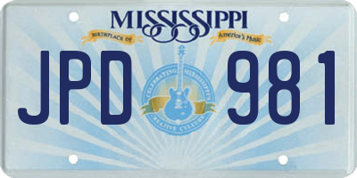 MS license plate JPD981