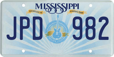 MS license plate JPD982