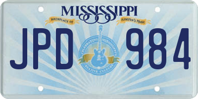 MS license plate JPD984