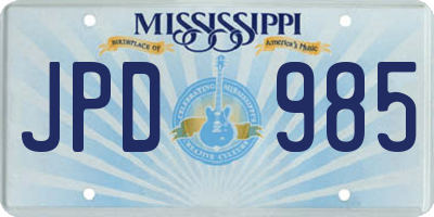 MS license plate JPD985