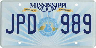 MS license plate JPD989
