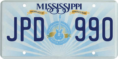 MS license plate JPD990