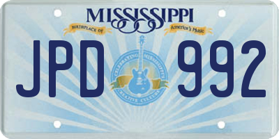 MS license plate JPD992
