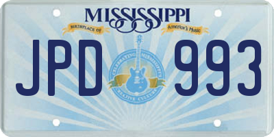 MS license plate JPD993