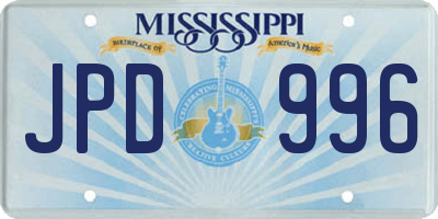MS license plate JPD996
