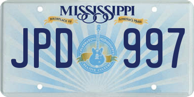 MS license plate JPD997