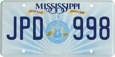MS license plate JPD998